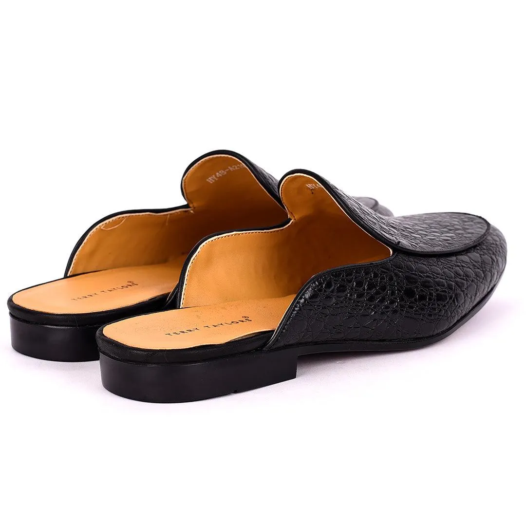 Terry Taylors  Full Crocodile Leather Designed  Half Shoe -Black