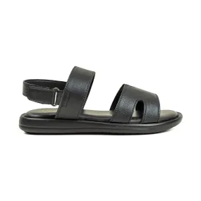 Vibrant Children's Sandal - Black Synthetic Leather, Lightweight PU Sole, Comfortable Padded Insole
