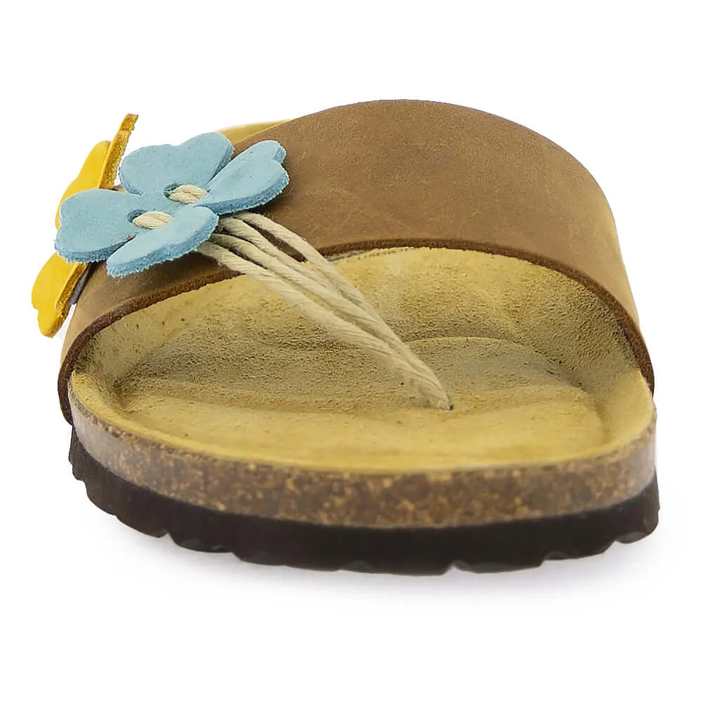 Women's Clover Sandals - Tan Aqua Lemon