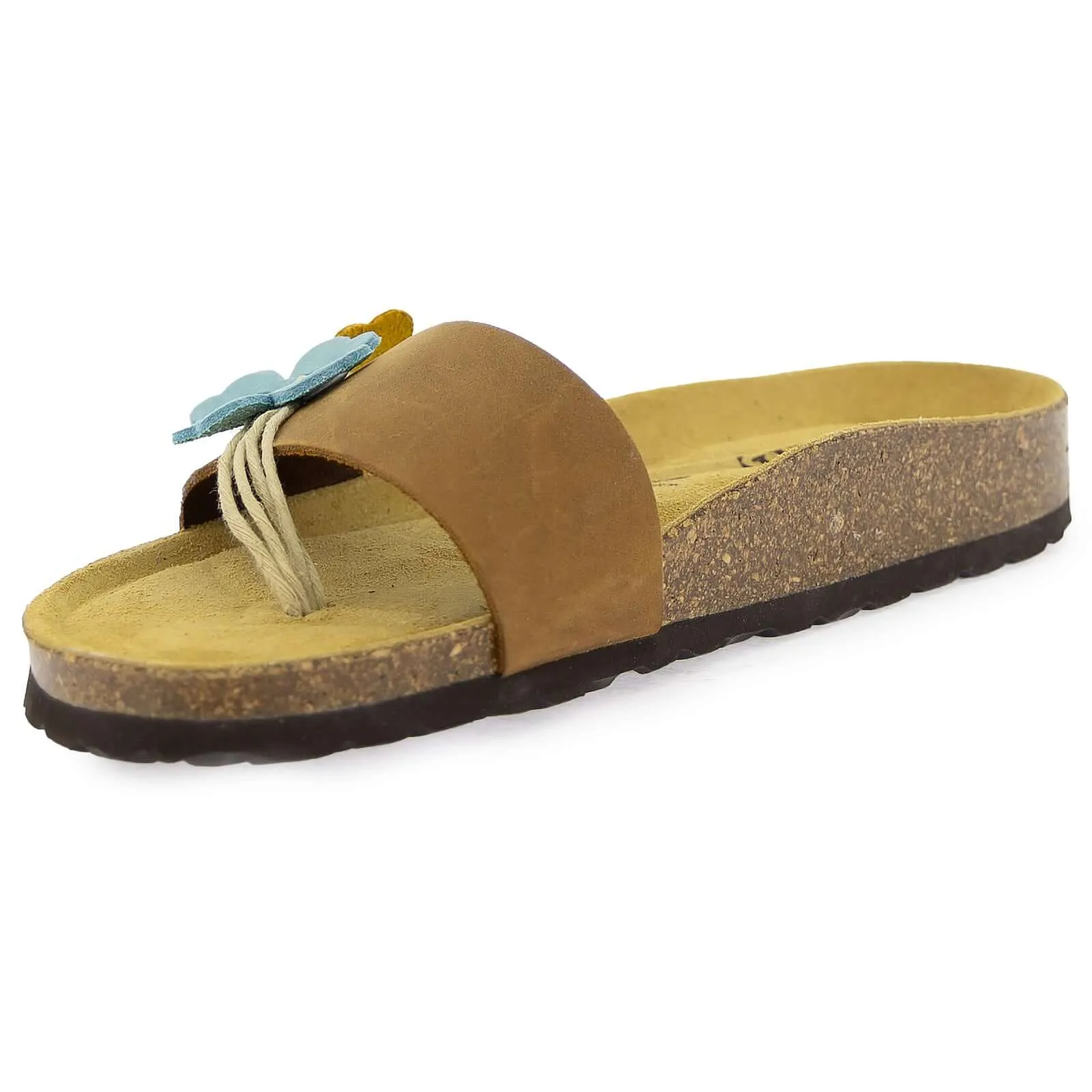 Women's Clover Sandals - Tan Aqua Lemon