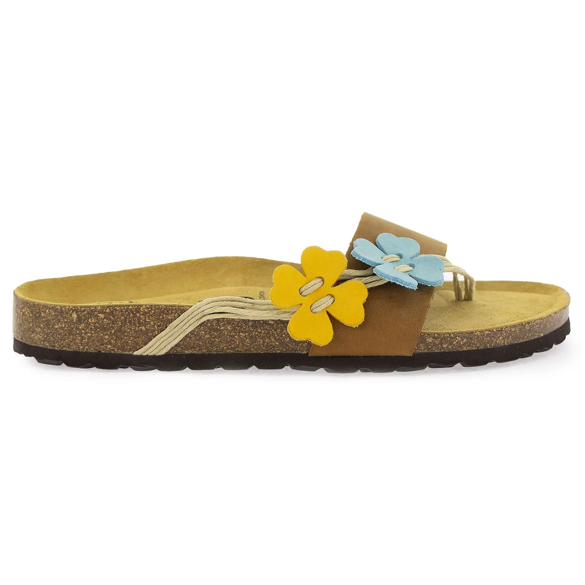 Women's Clover Sandals - Tan Aqua Lemon