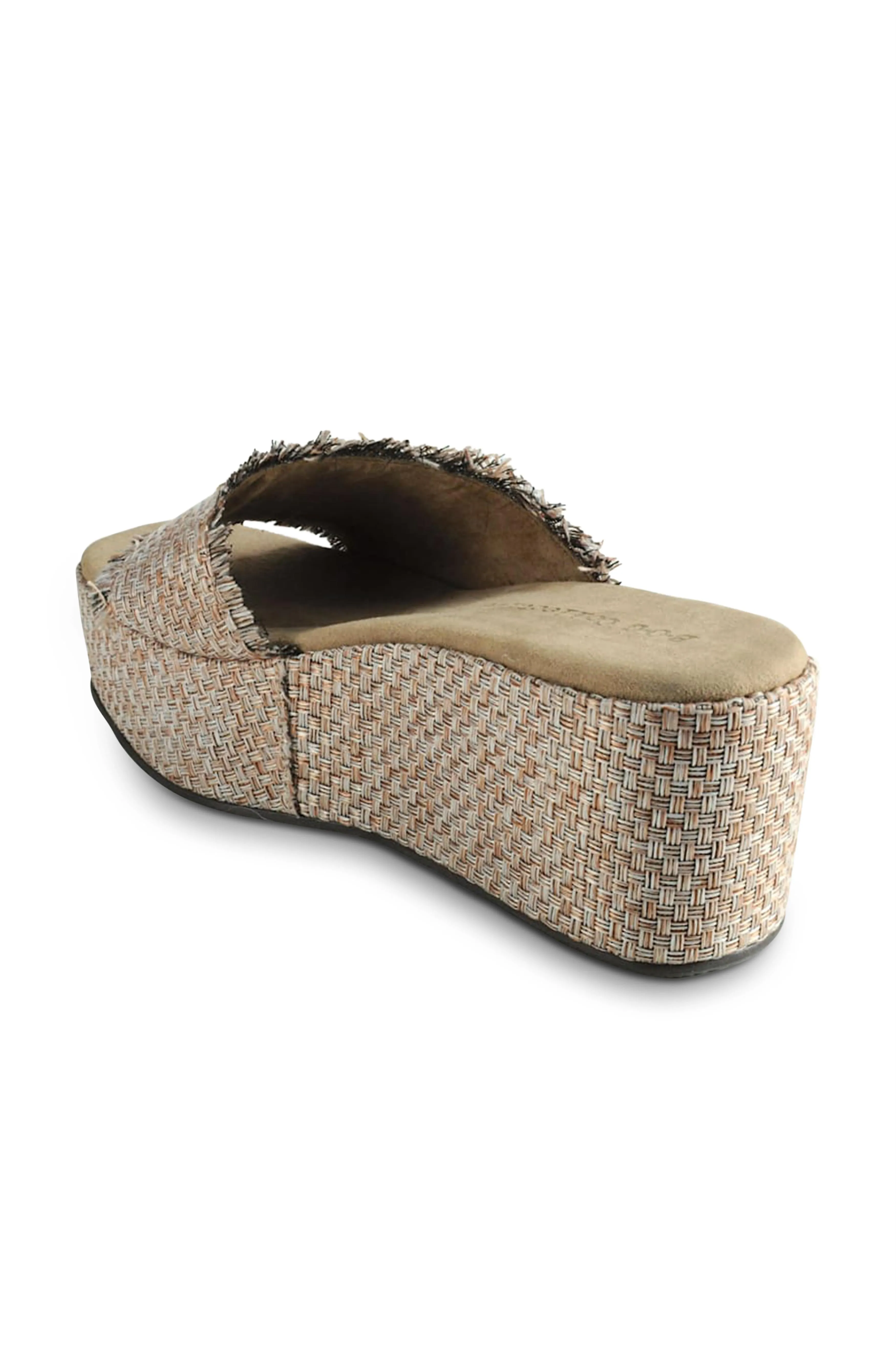 Wren Tan Woven Raffia Platform Slide